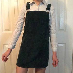 green pinafore / overall dress